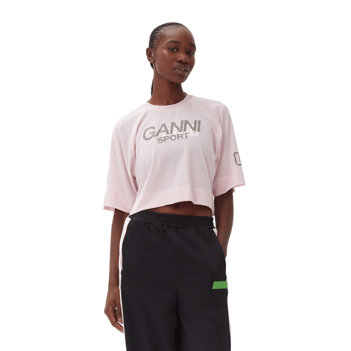 Camiseta de Mesh Cropped Ganni