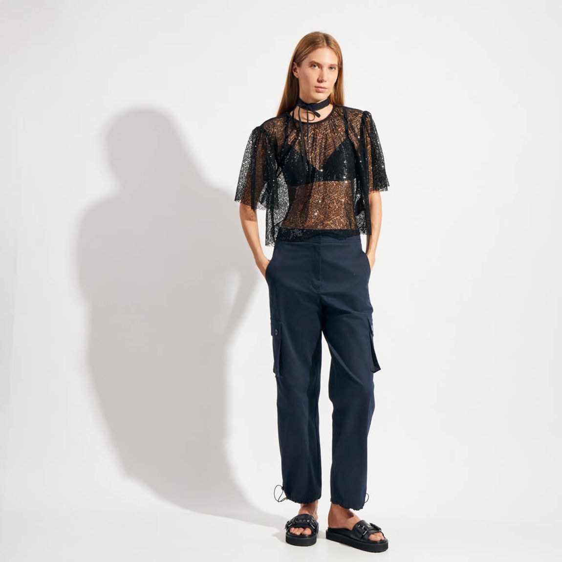 Blusa Tule Paetê Plum