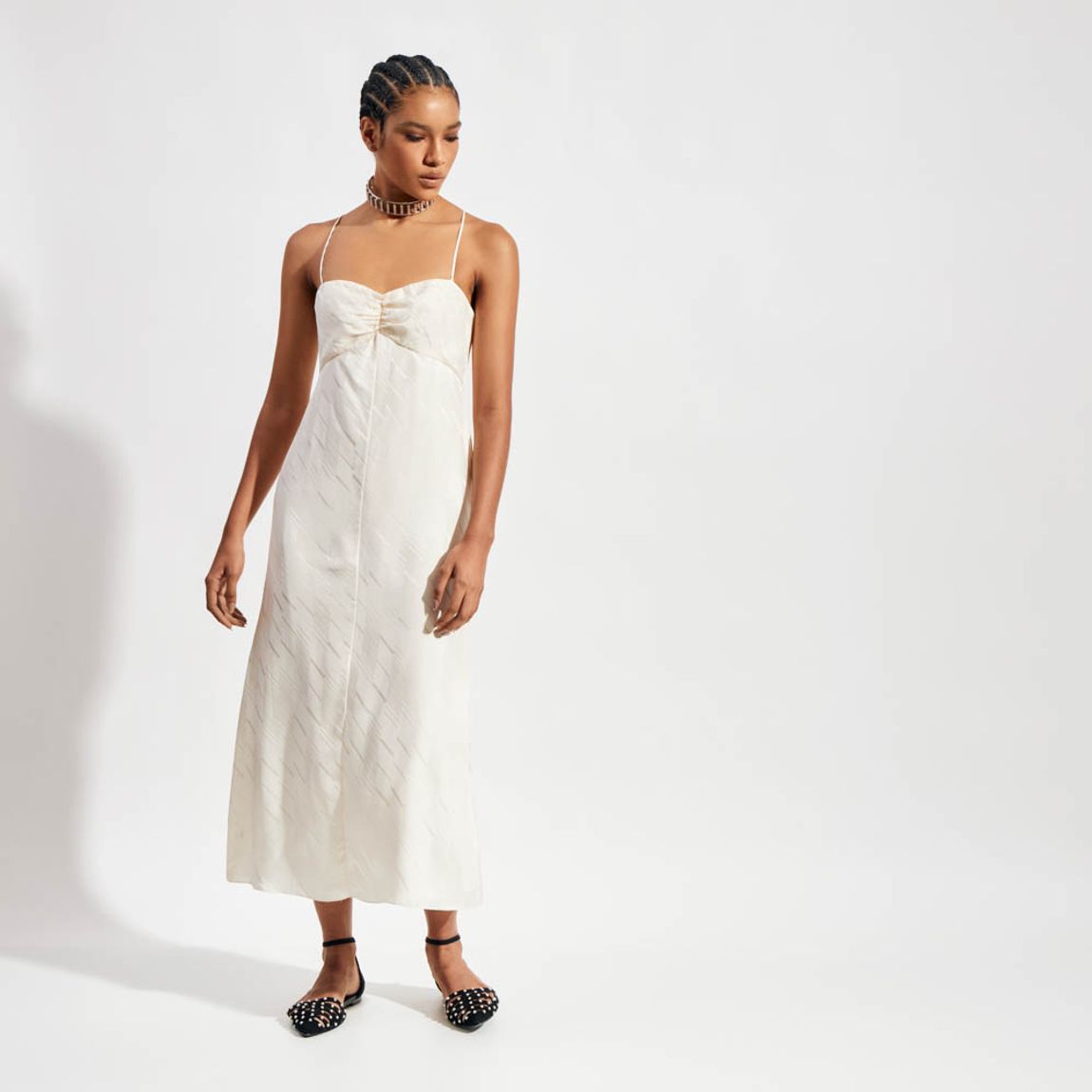 Vestido Jacquard Satin Sol