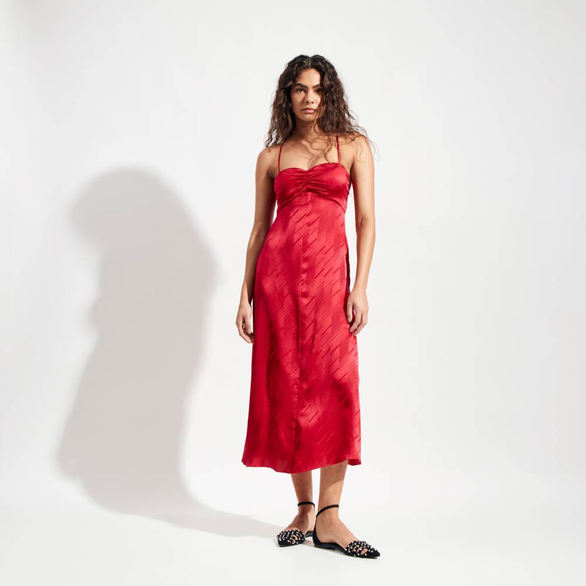 Vestido Jacquard Satin Sol
