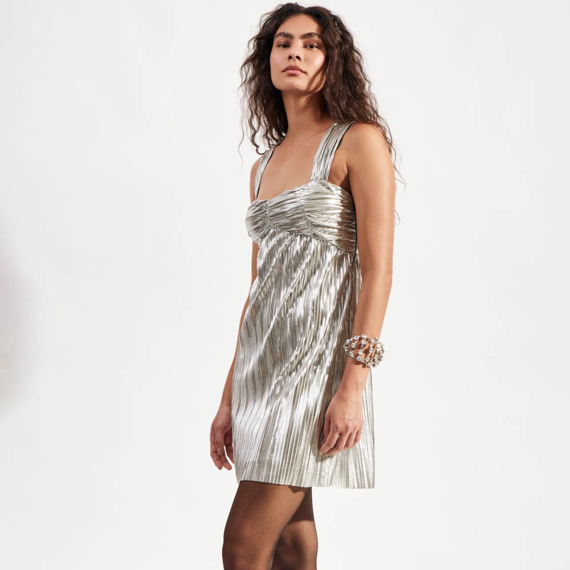 Vestido Plisse Metal Mia