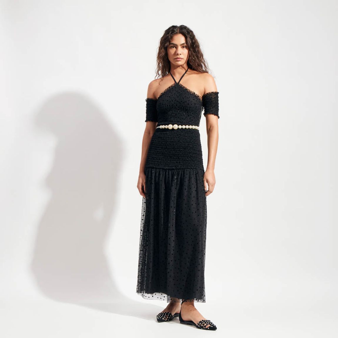 Vestido Renda Flocada Gal