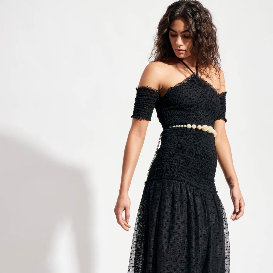 Vestido Renda Flocada Gal