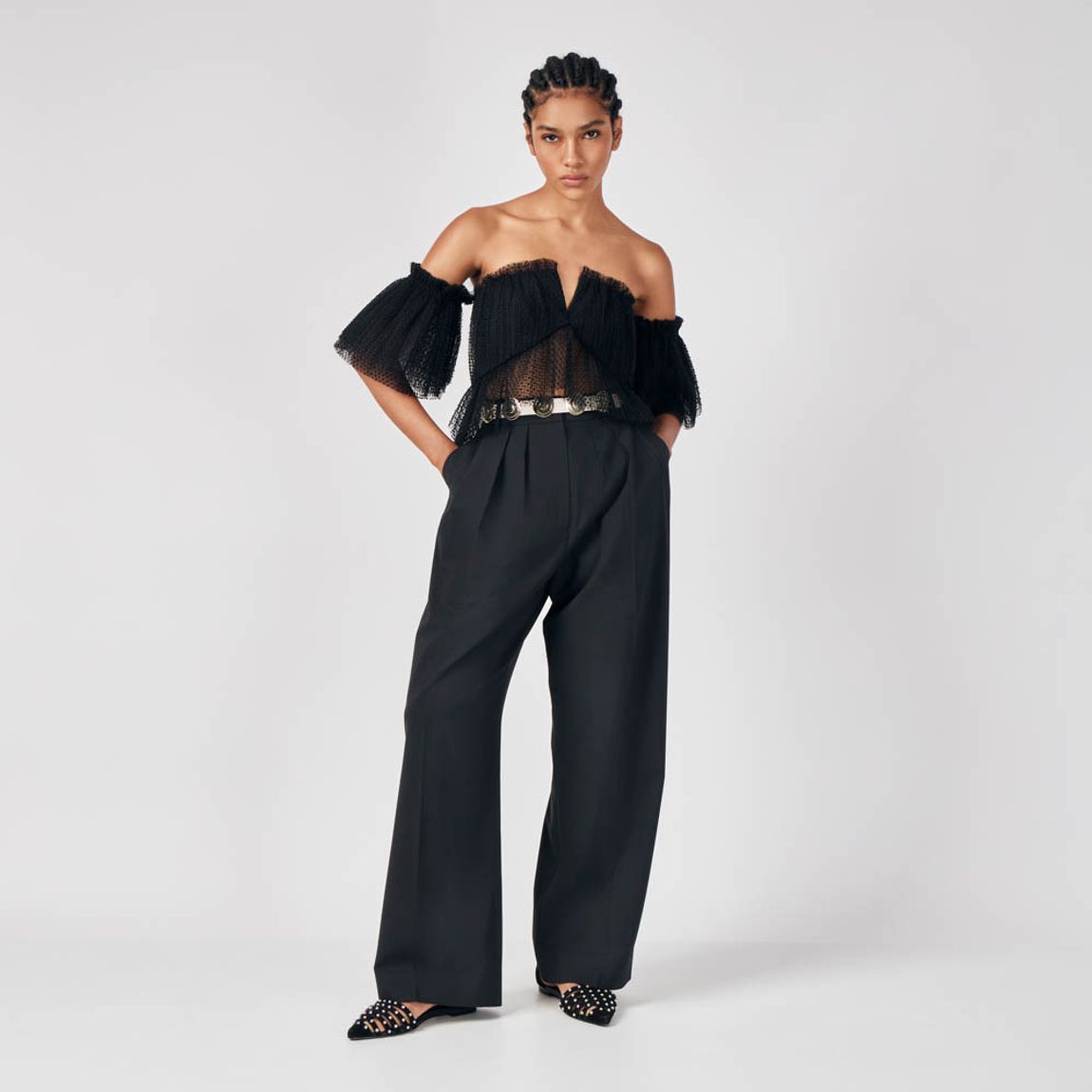 Blusa Tule Plissado Poa Poppy