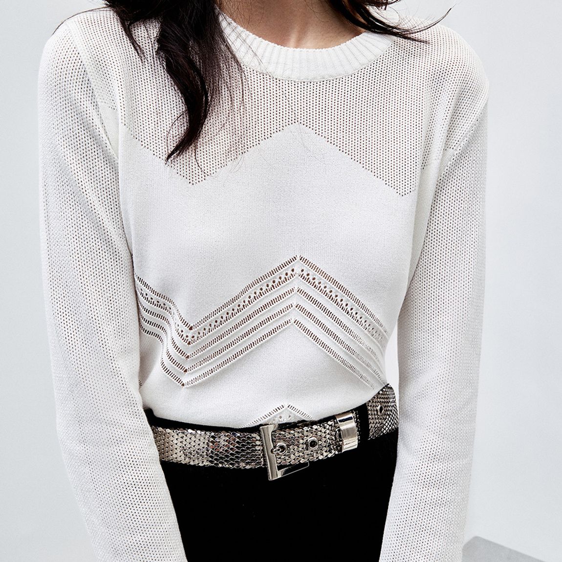 Blusa Tricot Rendado Athena