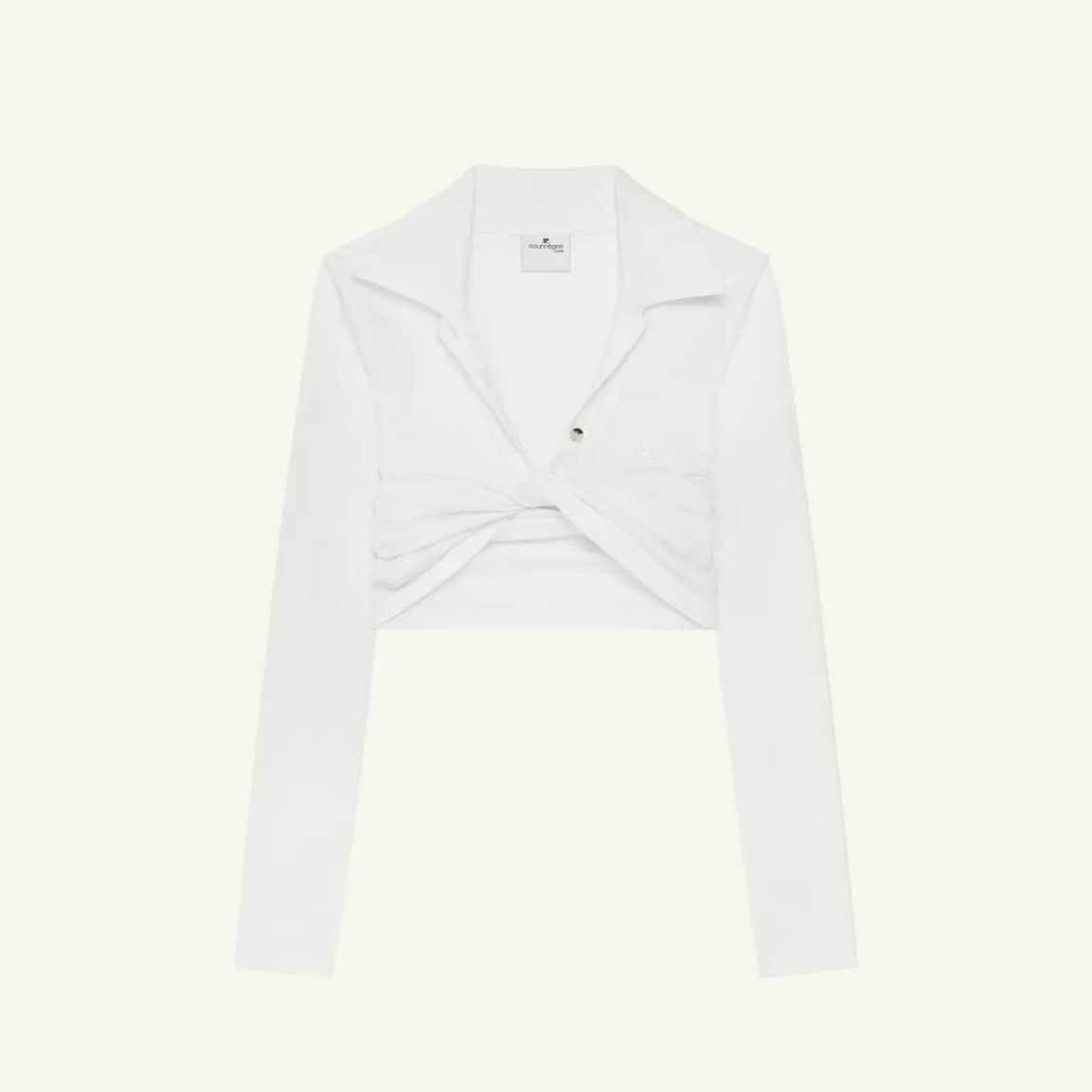 Blusa Polo Twist Piqué Crop Courrèges