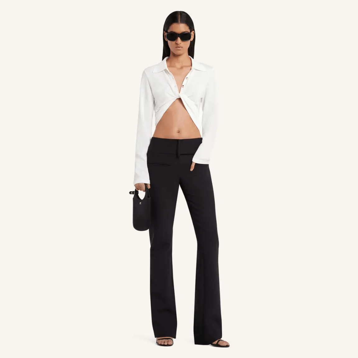 Blusa Polo Twist Piqué Crop Courrèges