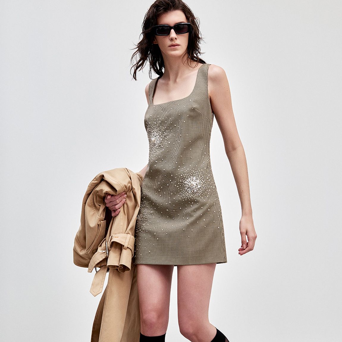 Vestido Pied Poule Kosmos Lana