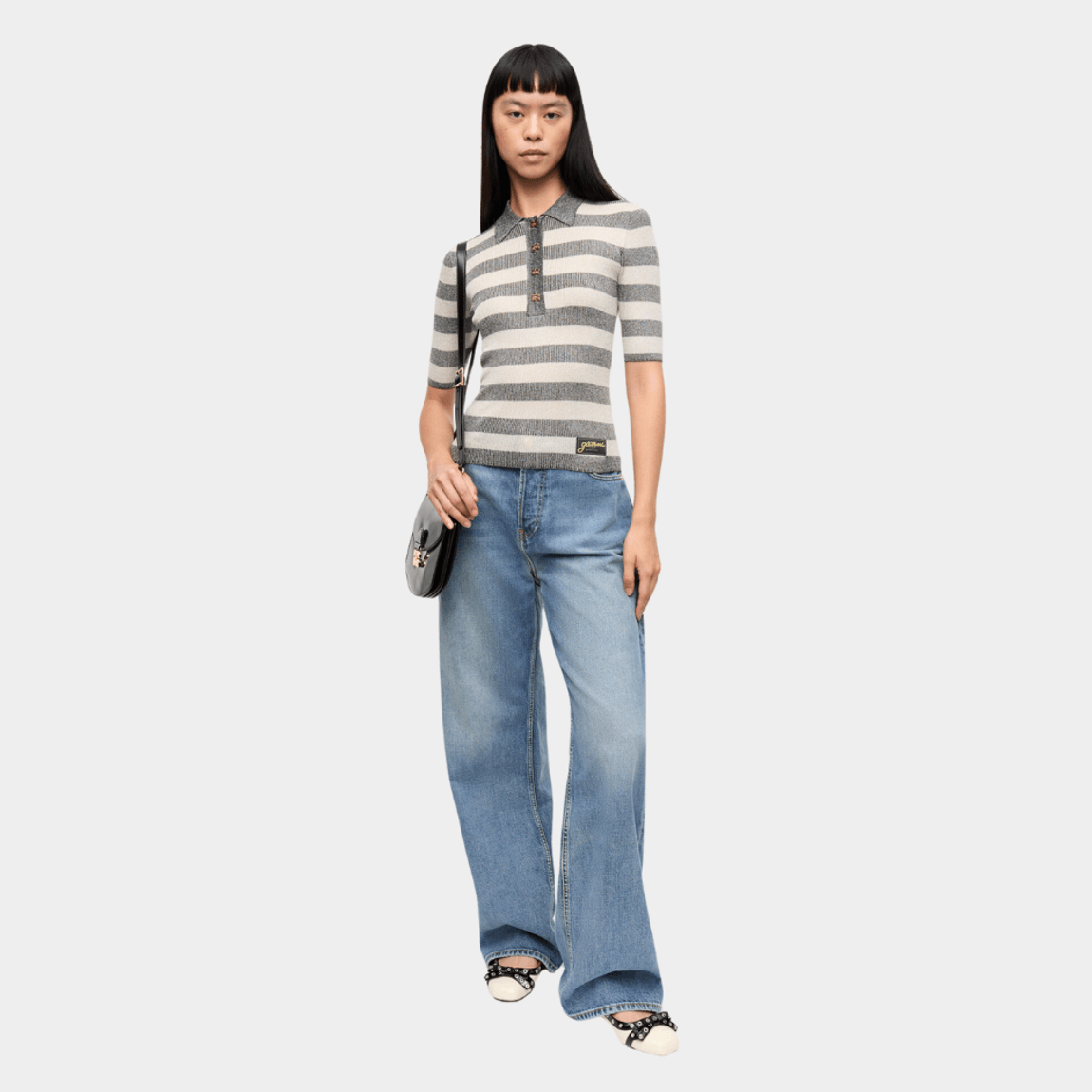Blusa Polo Light Sparkle Rib Ganni