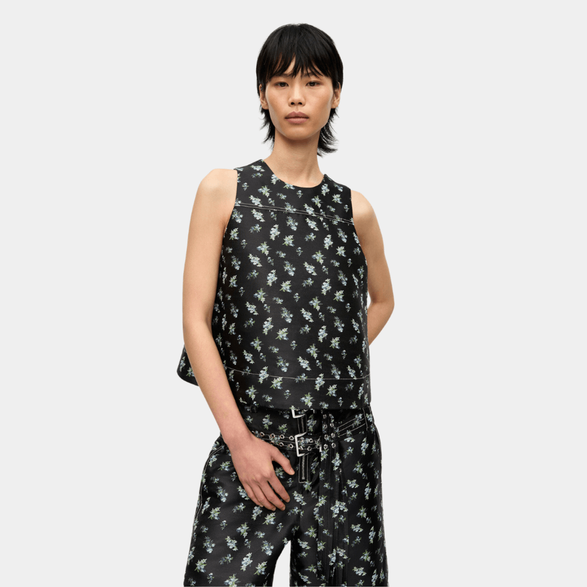 Blusa Floral Jacquard Sleeveless Ganni