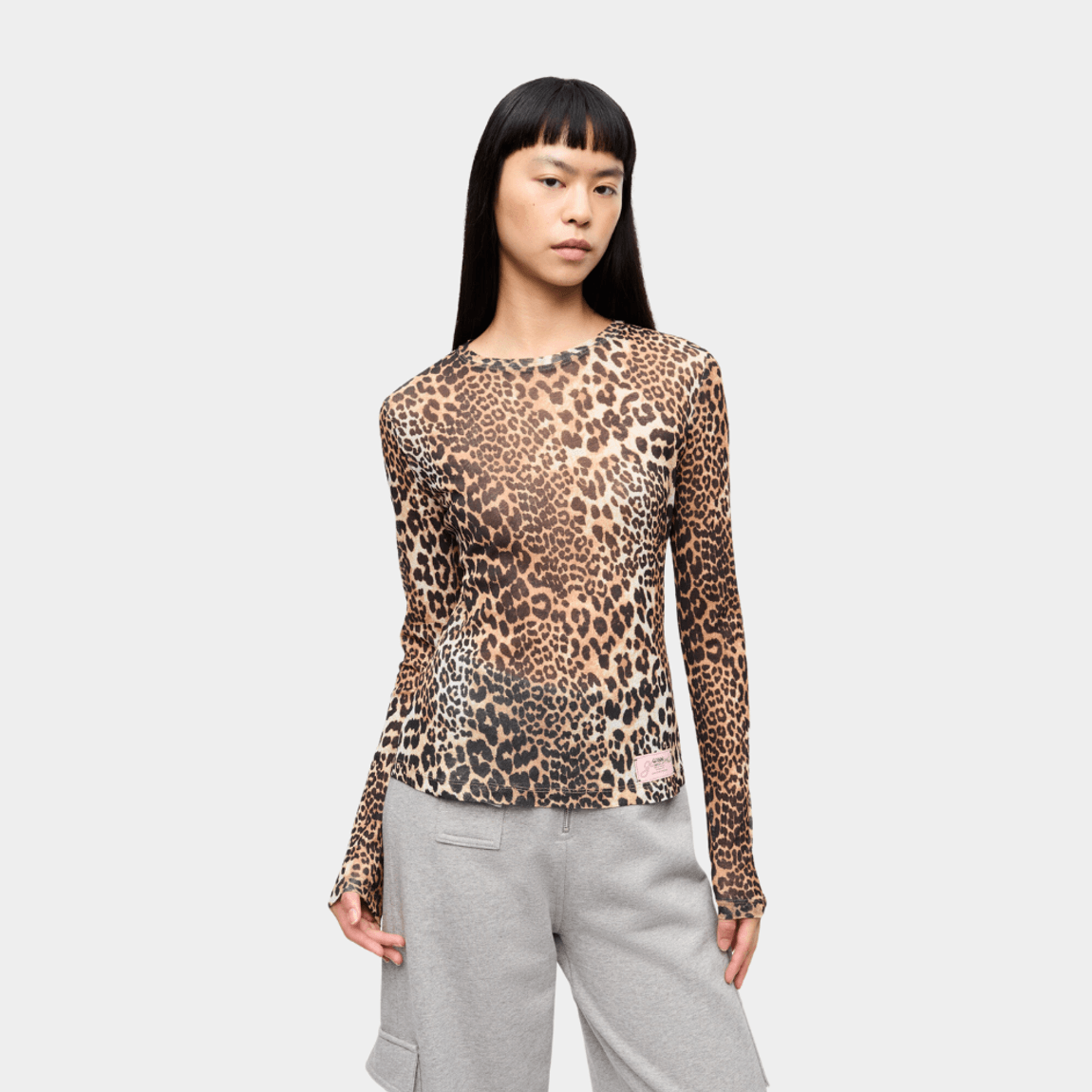 Blusa Printed Marl Mesh Ganni