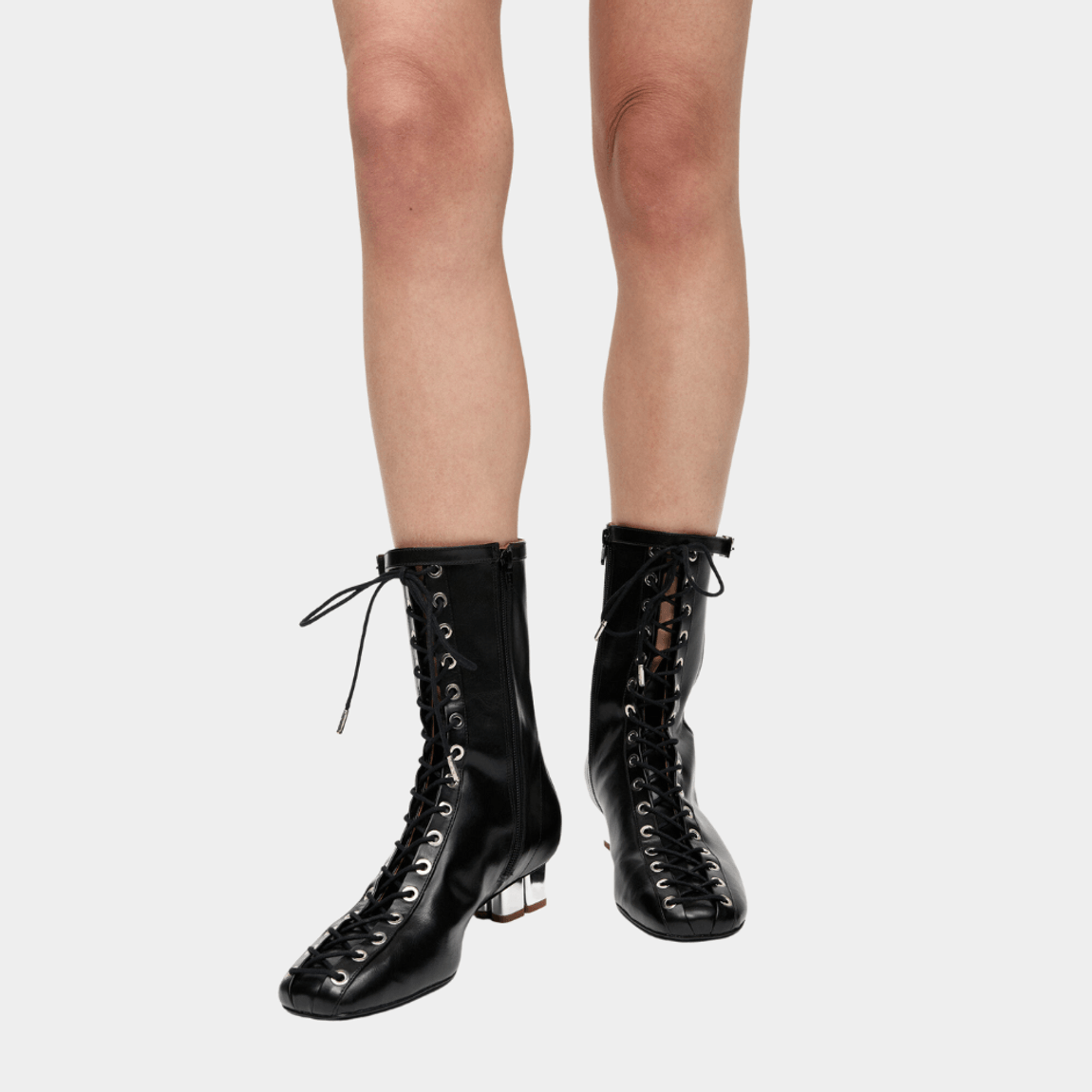 Bota Eyelets Lace Up Ankle Crinkle Ganni