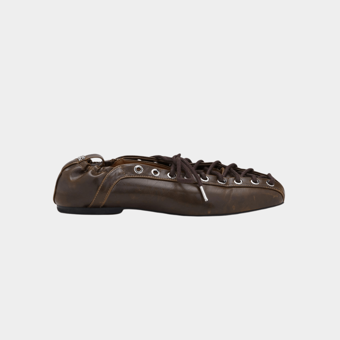 Sapatilha Eyelets Lace Up Ballerina Ganni