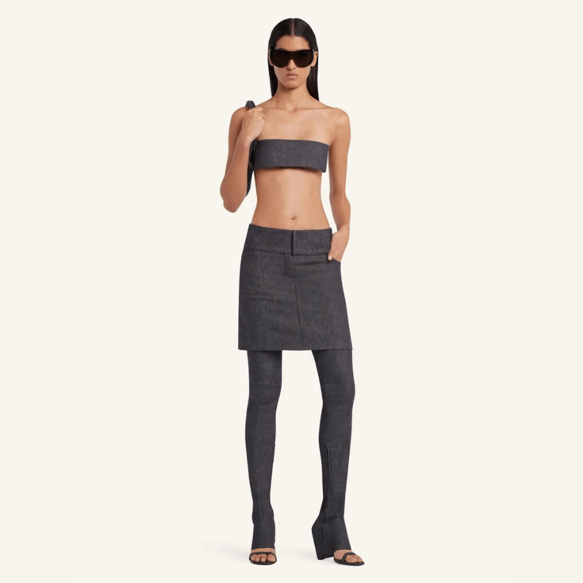 Saia Belted Denim Mini Courrèges