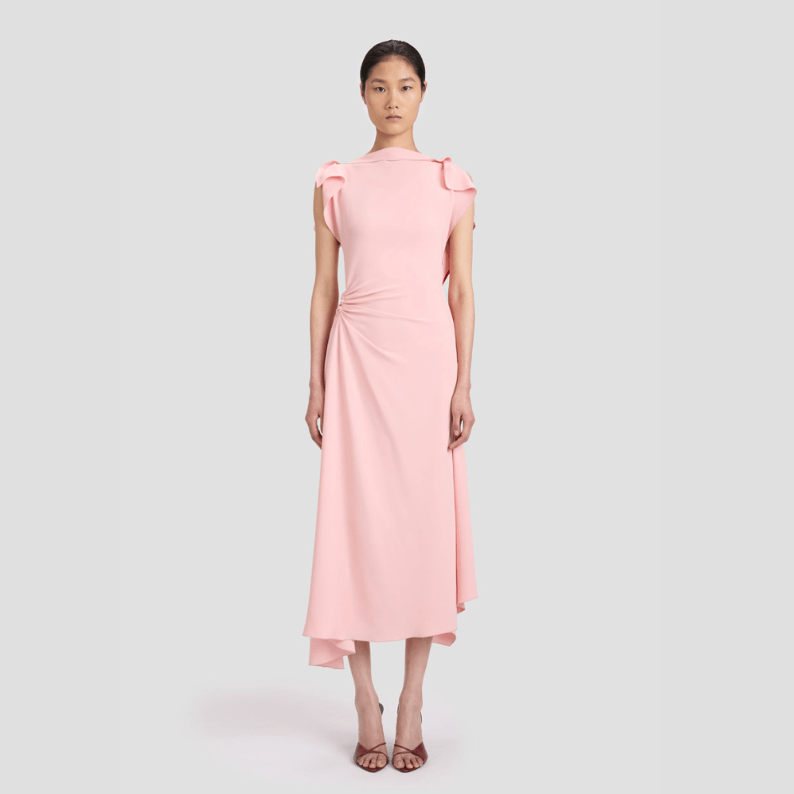 Vestido Midi Drape Sleeve Victoria Beckham